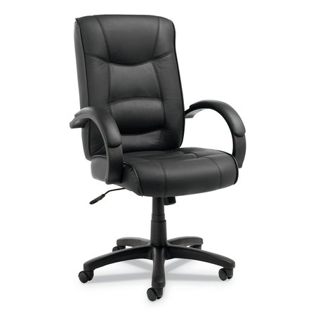 Alera Executive Chair, Leather, 18-1/4" to 22-7/8" Height, Roll Armrest, Black ALESR41LS10B